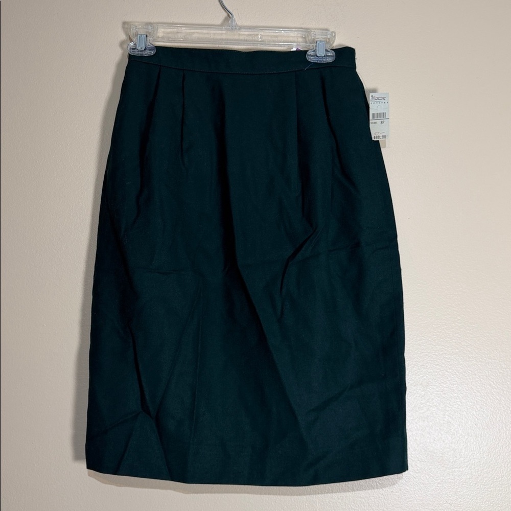 Vintage wool nwt Talbots Petite Dark Green Pencil Skirt